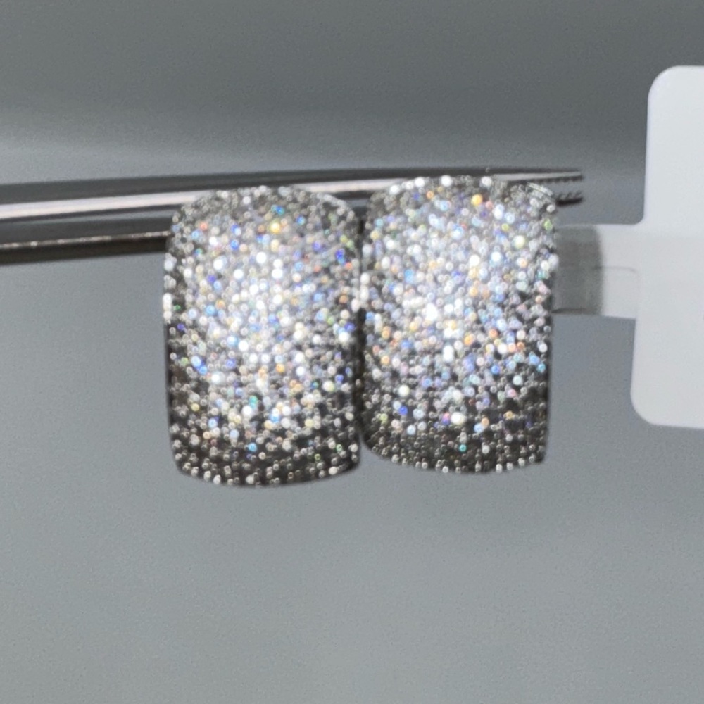 14k 2.5ct Pave Hoops - Picture 7 of 14